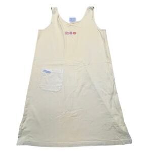 Fresh Produce Yellow Tank Dress Floral Embroidery Summer Women M Beach Resort